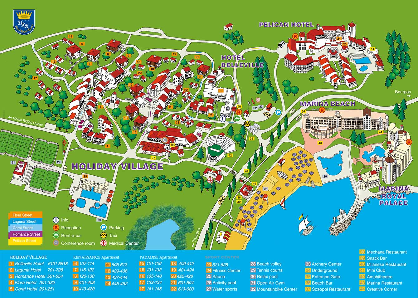 Карта курорта Дюны в Болгарии