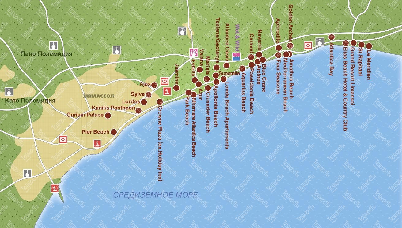 Карта отелей Лимассола - БЕЛФРЕШ