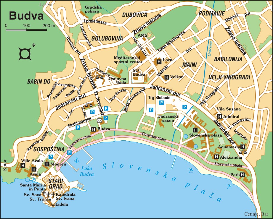 Карта Будвы, Черногория